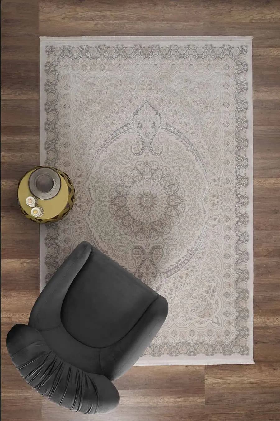 Esiliva 11431 Dikdörtgen Doğal İplik Makine Halısı 160X230 - Krem