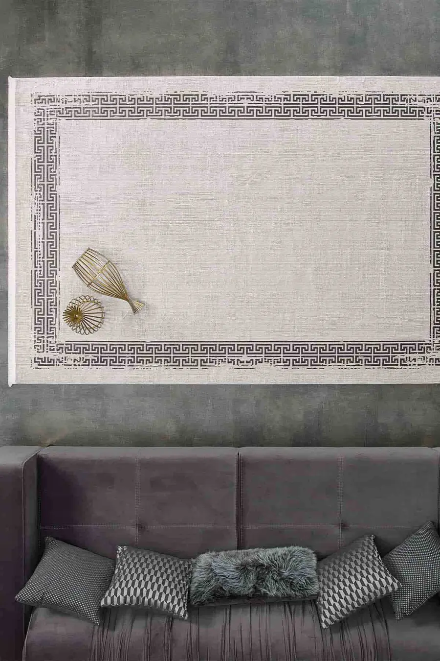 Black&Brown 11298 Doğal İplik Dikdörtgen Makine Halısı 200x290 - Gri