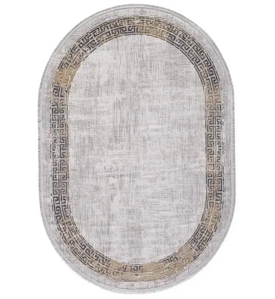 Black&Brown 11298 Doğal İplik Oval Makine Halısı 160x230 - Sarı