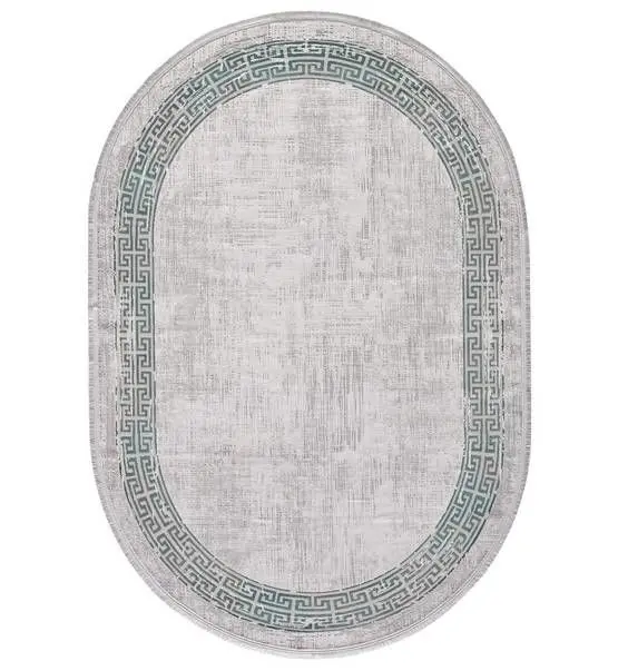 Black&Brown 11298 Doğal İplik Oval Makine Halısı 160x230 - Yeşil