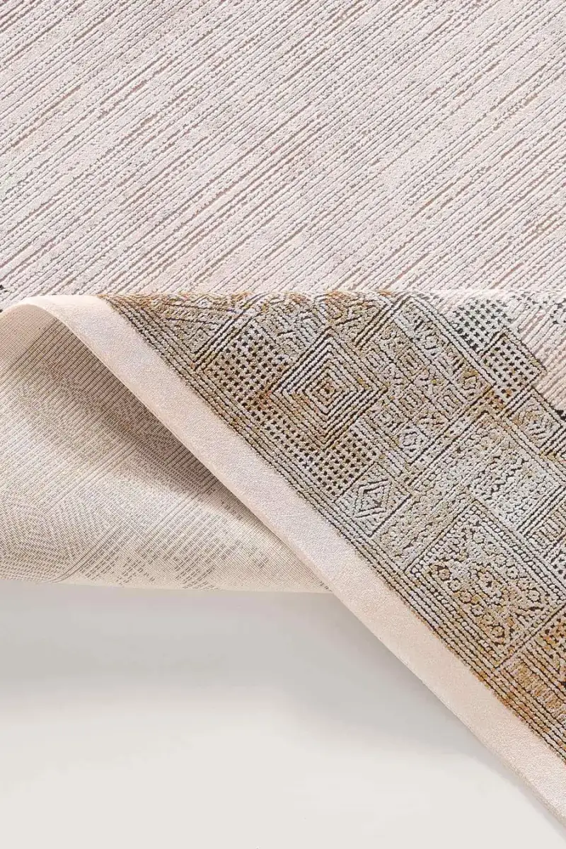 Black Brown 15468 Dikdörtgen Doğal İplik Makine Halısı 100X300 - Bakır 2