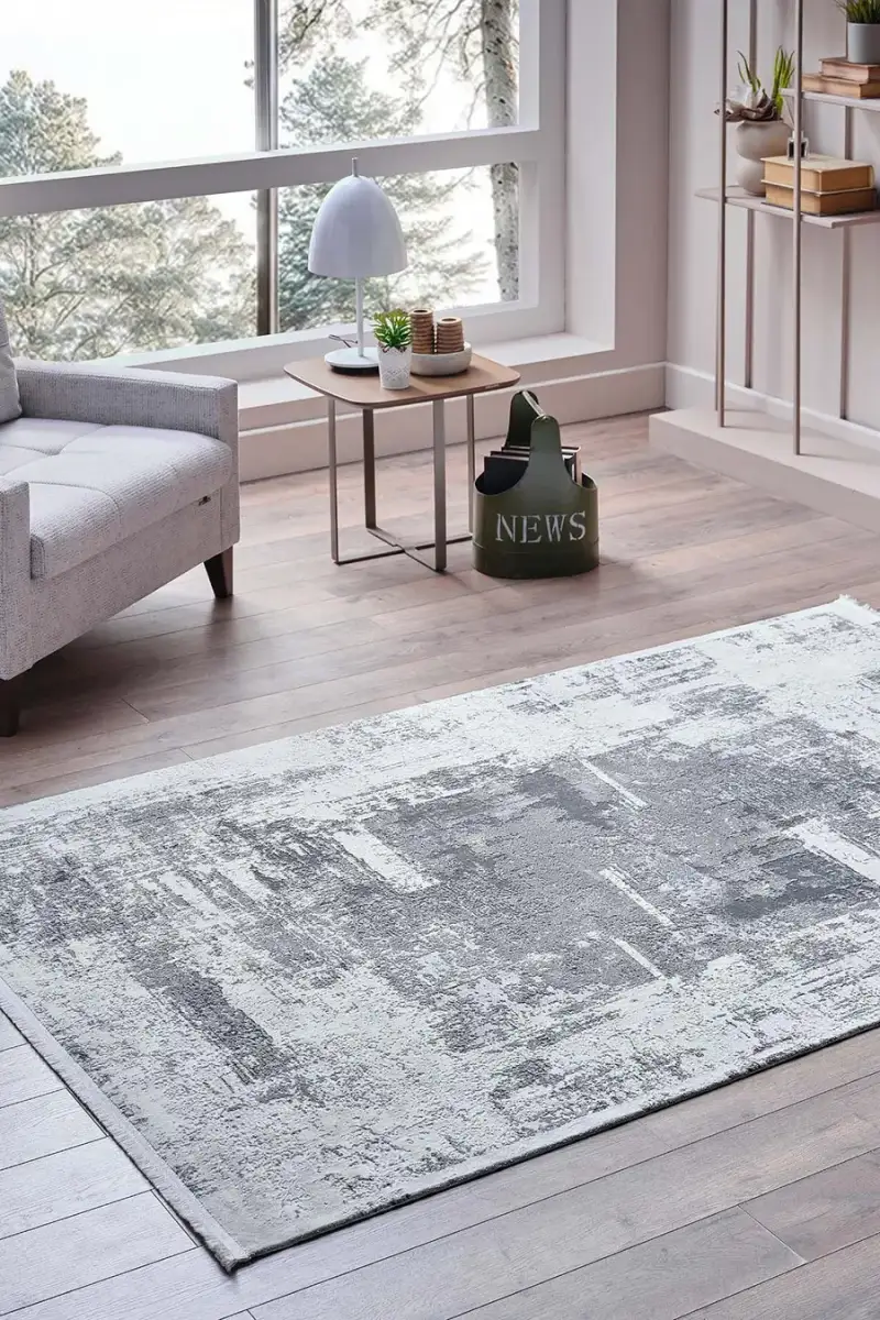 Black&Brown 18269 Dikdörtgen Doğal İplik Makine Halısı 160X230 - Gri