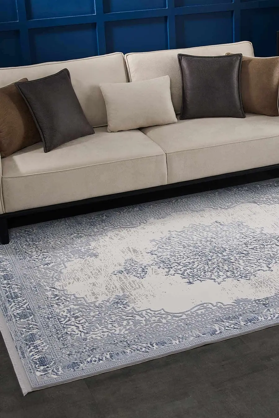 Carissa 11329 Dikdörtgen Akrilik Makine Halısı 100X200 - Mavi