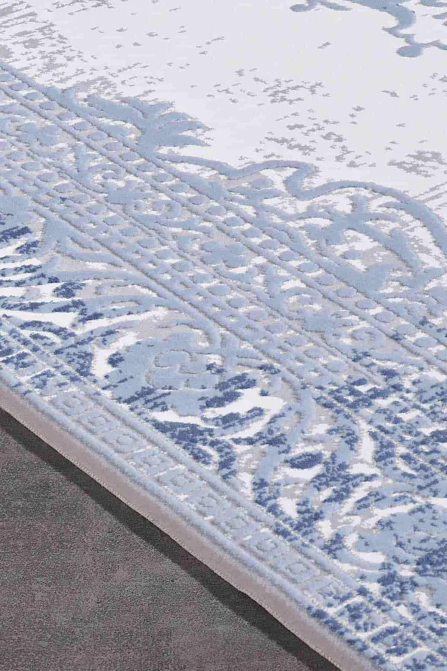 Carissa 11329 Dikdörtgen Akrilik Makine Halısı 100X200 - Mavi 3