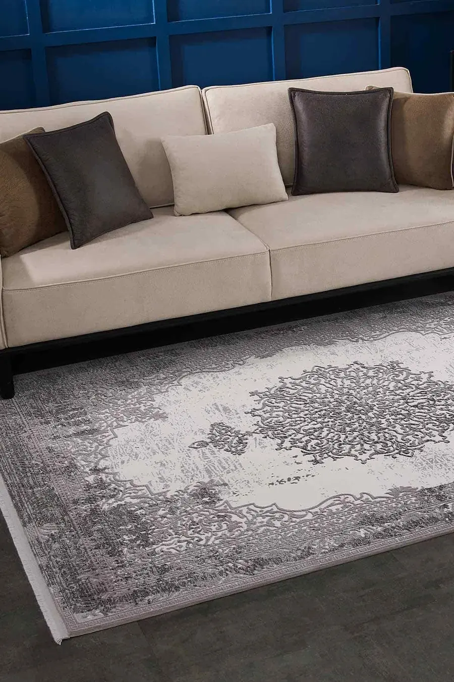 Carissa 11329 Dikdörtgen Akrilik Makine Halısı 160X230 - Gri