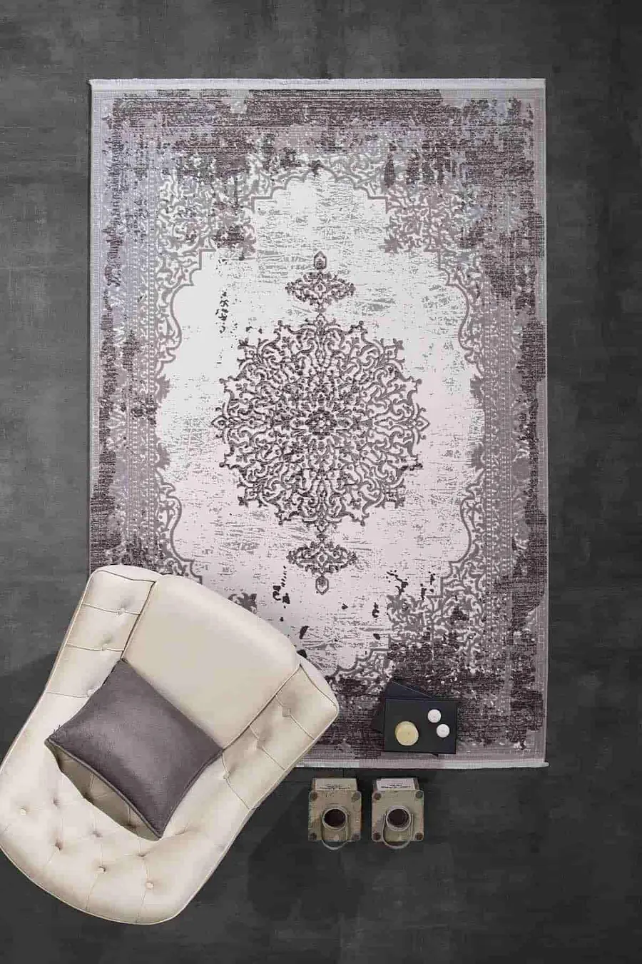 Carissa 11329 Dikdörtgen Akrilik Makine Halısı 160X230 - Gri 3