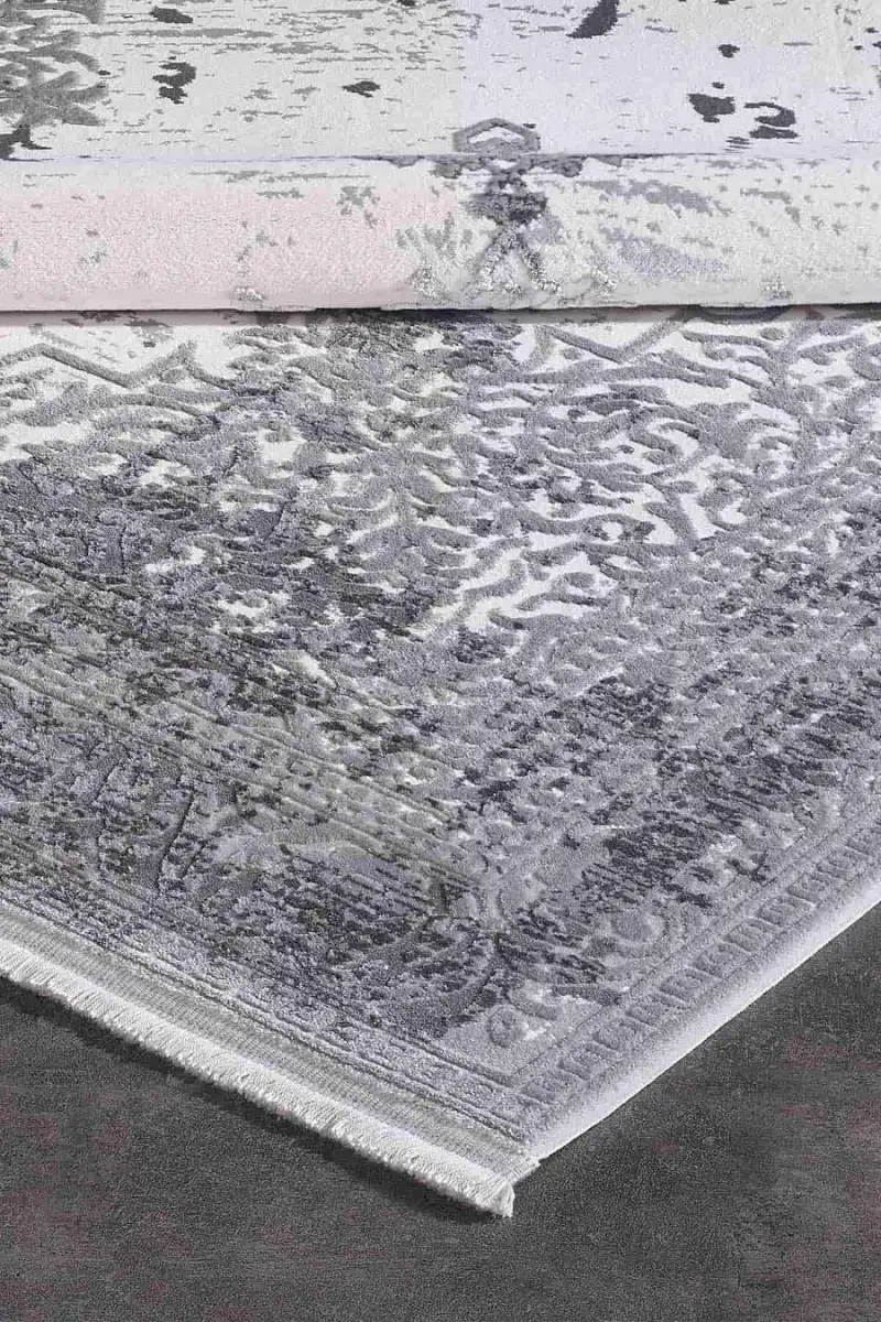 Carissa 11329 Dikdörtgen Akrilik Makine Halısı 160X230 - Gri 5