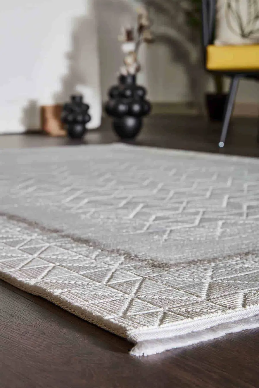 Carissa 13623 Dikdörtgen Akrilik Makine Halısı 160X230 - Gri 3