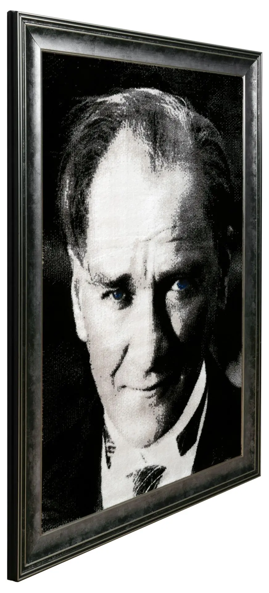 Çerçeveli Atatürk  Portresi Duvar Halısı Antrasit - 50x70 3