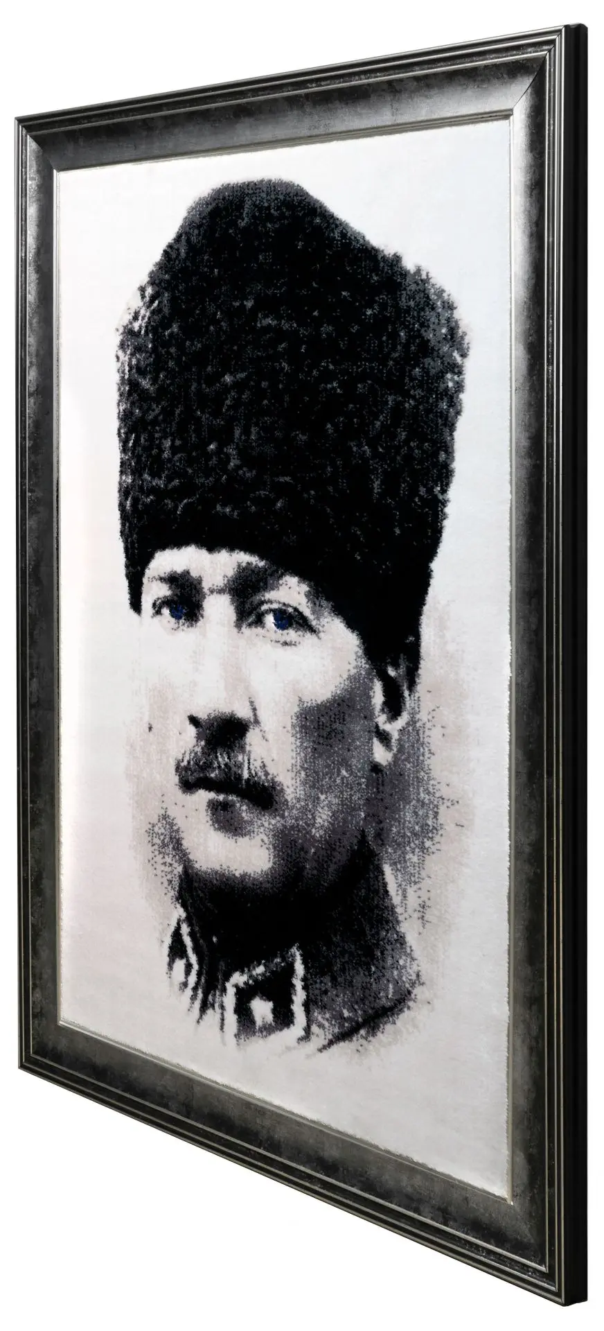 Çerçeveli Atatürk  Portresi Duvar Halısı Gri - 50x70 2
