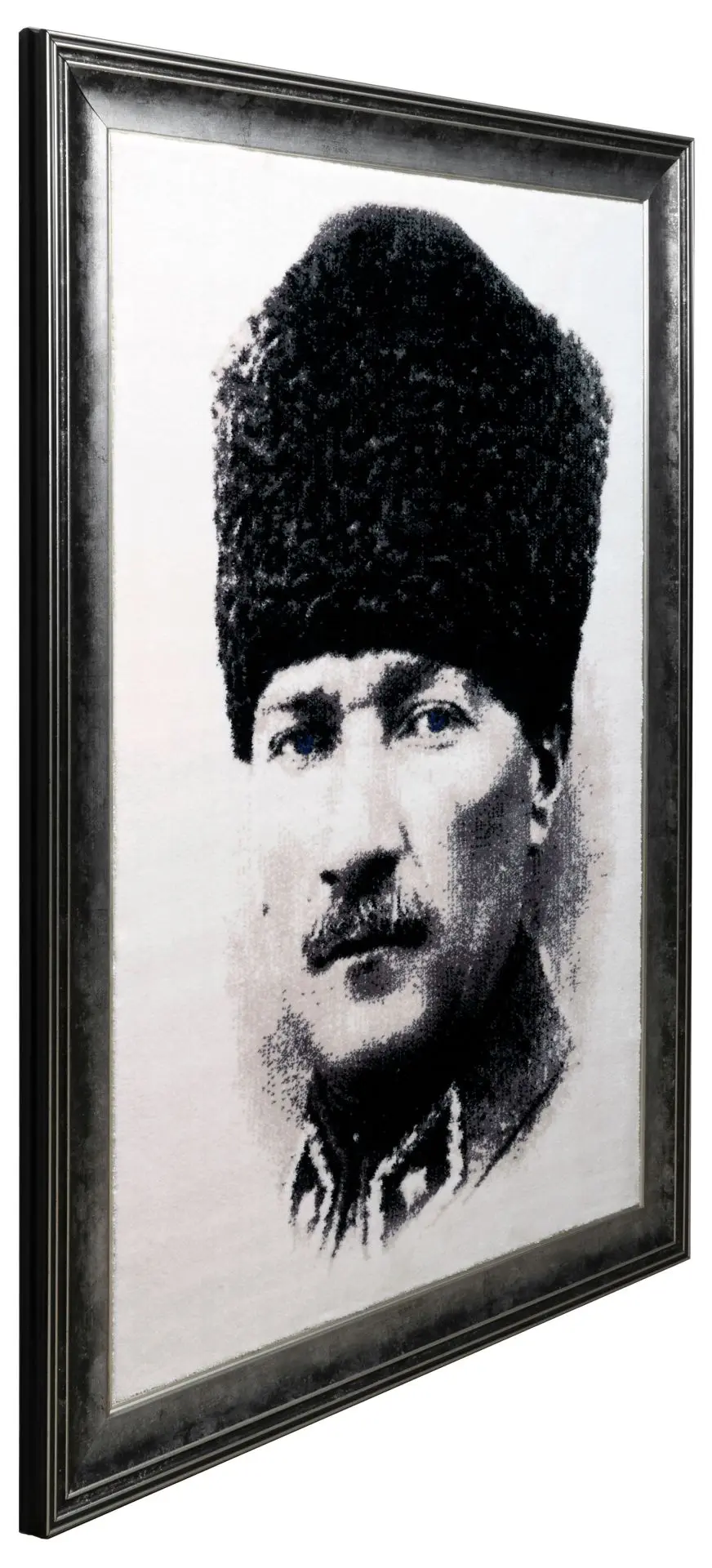 Çerçeveli Atatürk  Portresi Duvar Halısı Gri - 50x70 3