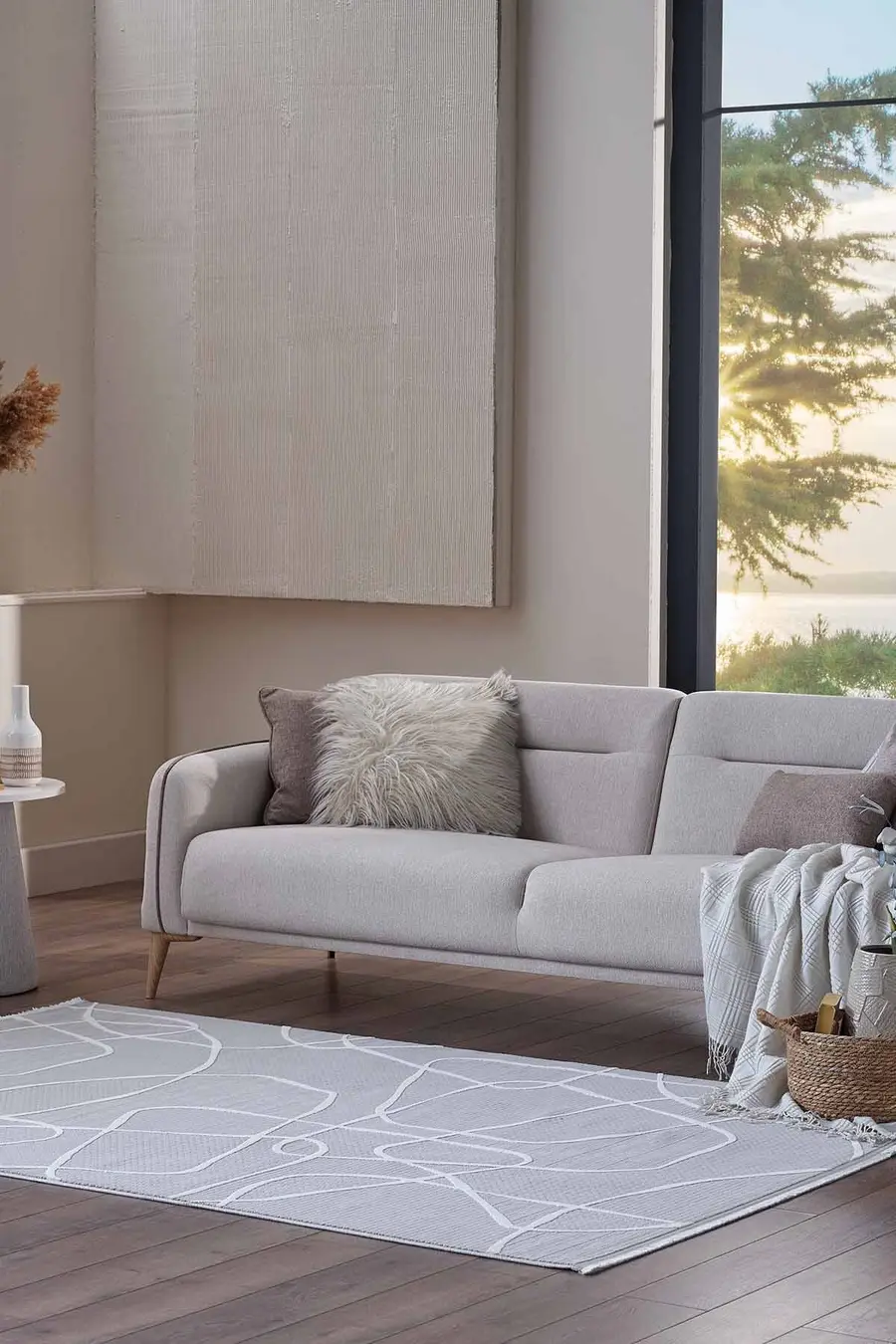 Deco Avior 17180 Dikdörtgen Geometrik Desenli Halı 80x000 - Gri