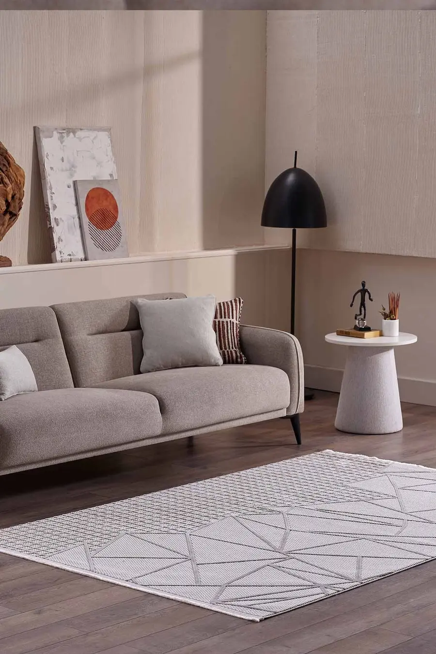 Deco Avior 17452 Dikdörtgen Geometrik Desenli Halı 80x000 - Bej