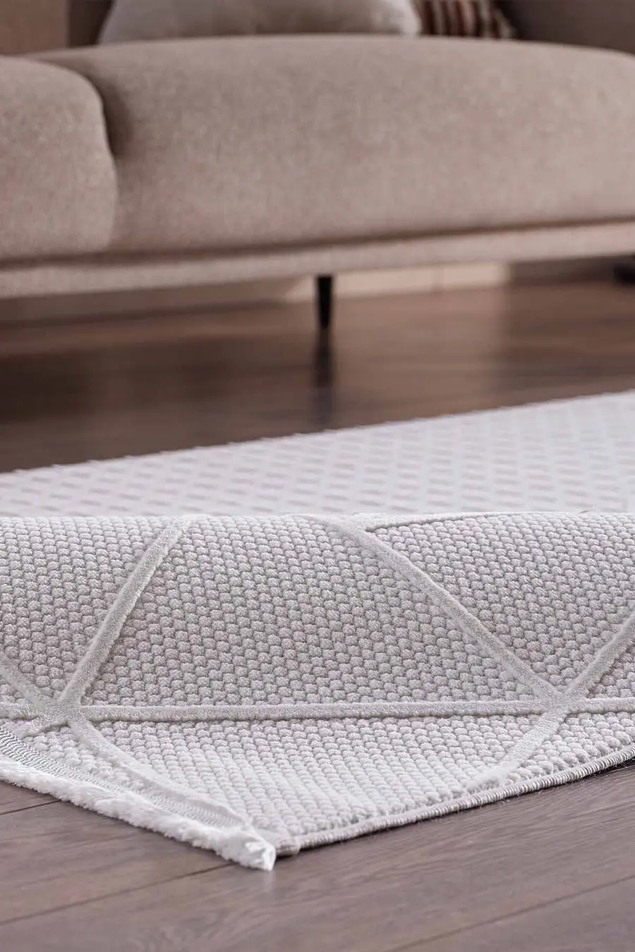 Deco Avior 17452 Dikdörtgen Geometrik Desenli Halı 80x000 - Krem 3
