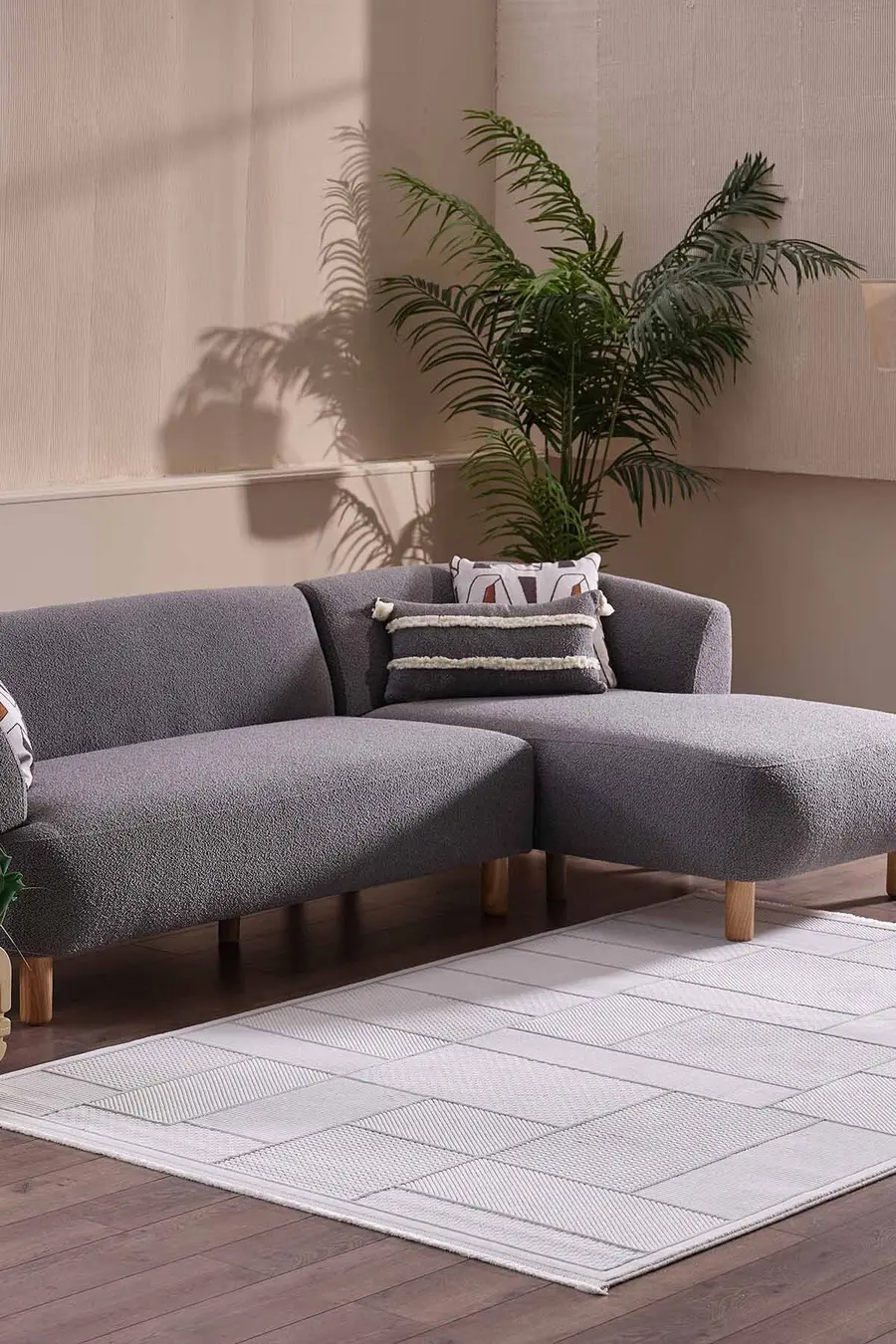 Deco Avior 17612 Dikdörtgen Geometrik Desenli Halı 80x000 - Krem 3