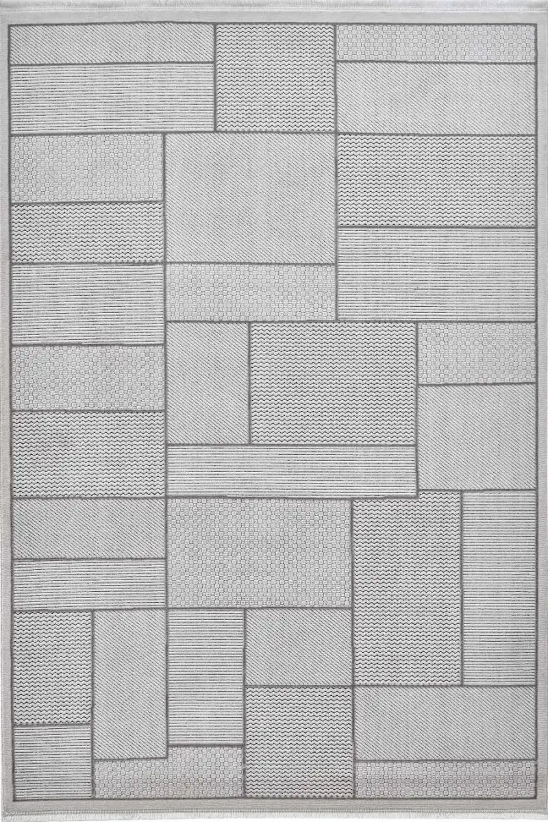 Deco Avior 17612 Dikdörtgen Geometrik Desenli Halı 80x000 - Krem 6
