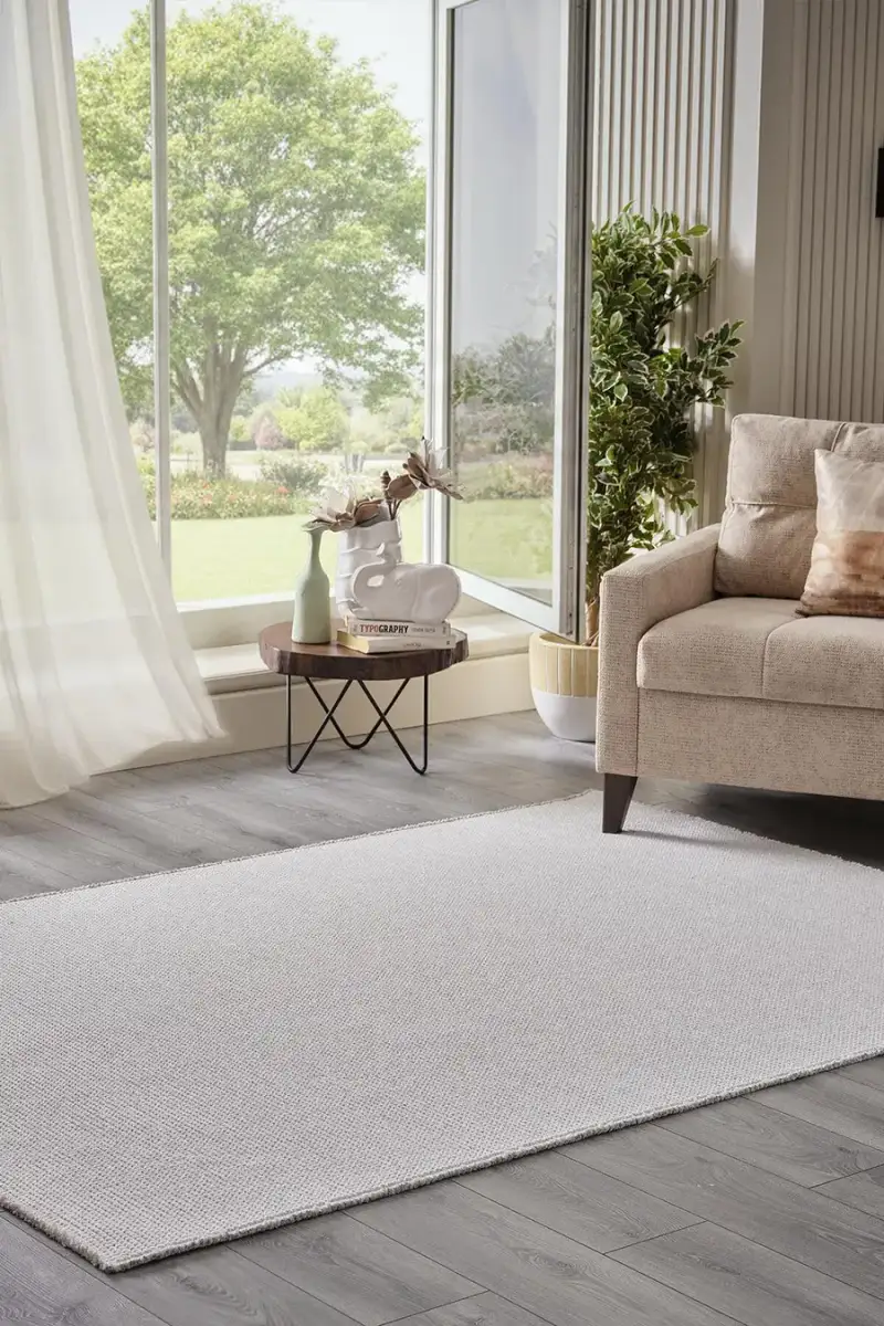 Deco Boheems 80147 Kaymaz Taban Dikdörtgen Halı 160X230 - Beyaz