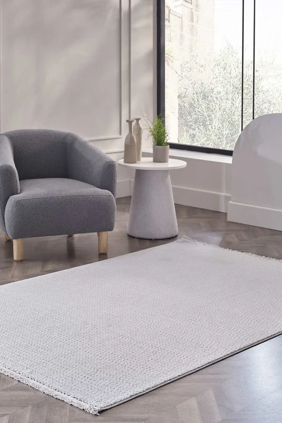Deco Curlina 80044 Dikdörtgen Bukleli Halı 160x000 - Gri