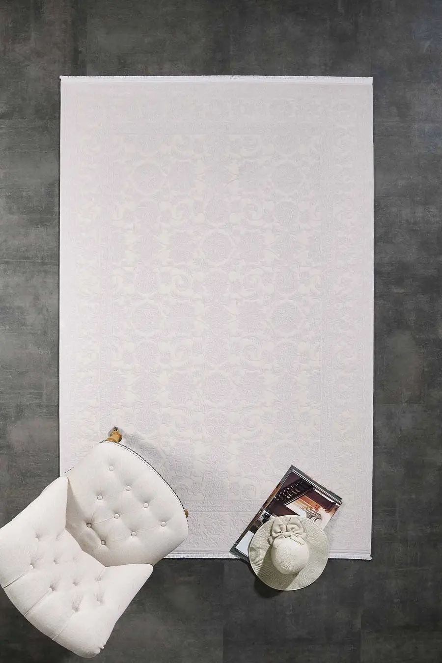 Esiliva 11309 Dikdörtgen Doğal İplik Makine Halısı 160X230 - Krem