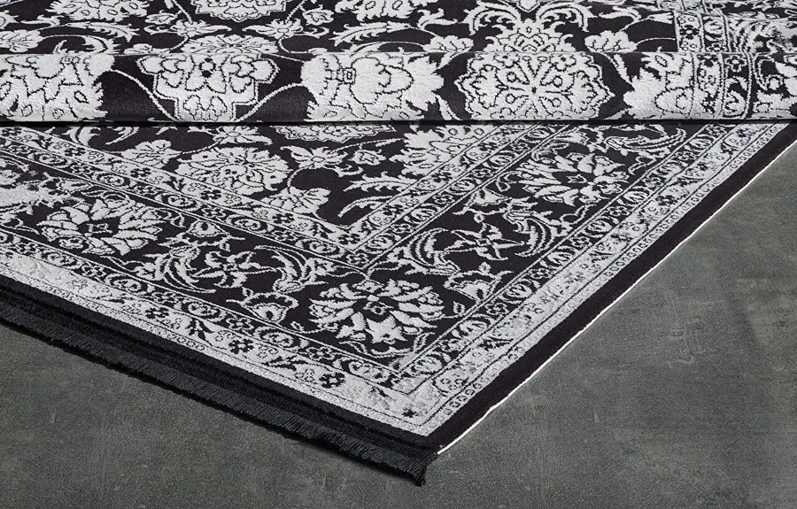 Esiliva 11309 Dikdörtgen Doğal İplik Makine Halısı 200X290 - Siyah 2