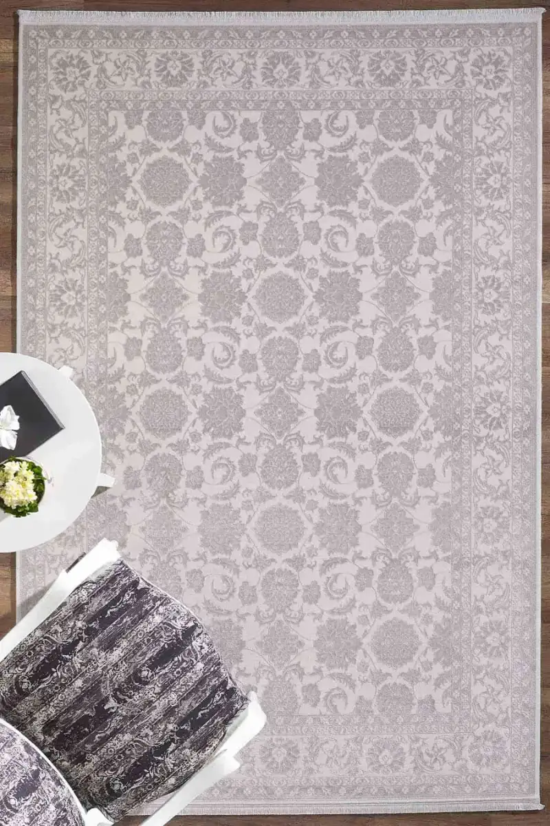 Esiliva 11309 Dikdörtgen Doğal İplik Makine Halısı 240X340 - Gri