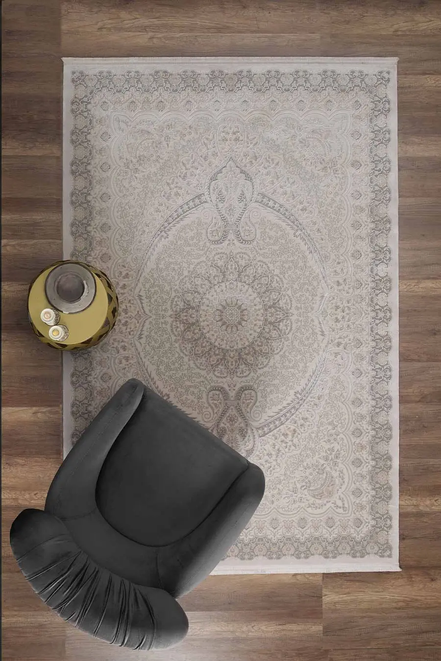 Esiliva 11431 Dikdörtgen Doğal İplik Makine Halısı 160X230 - Krem