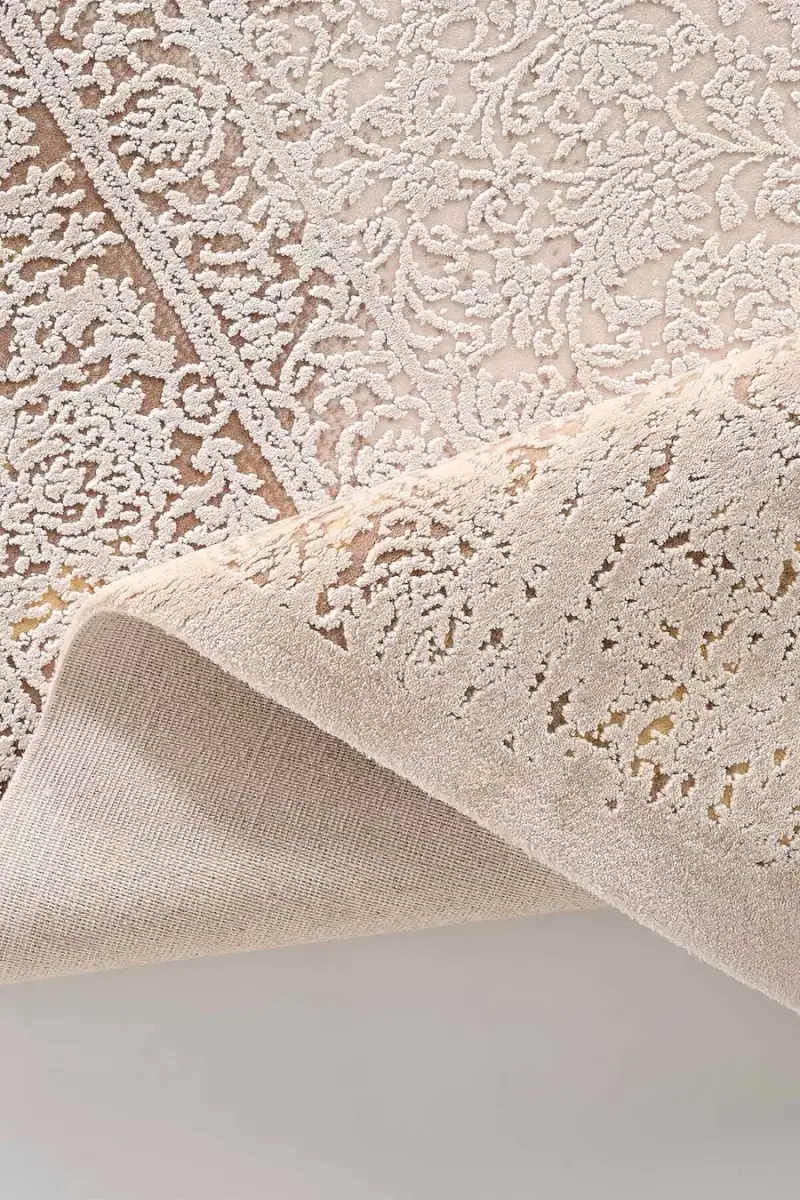 Esiliva 13886 Dikdörtgen Doğal İplik Makine Halısı 100X300 - Sarı 5