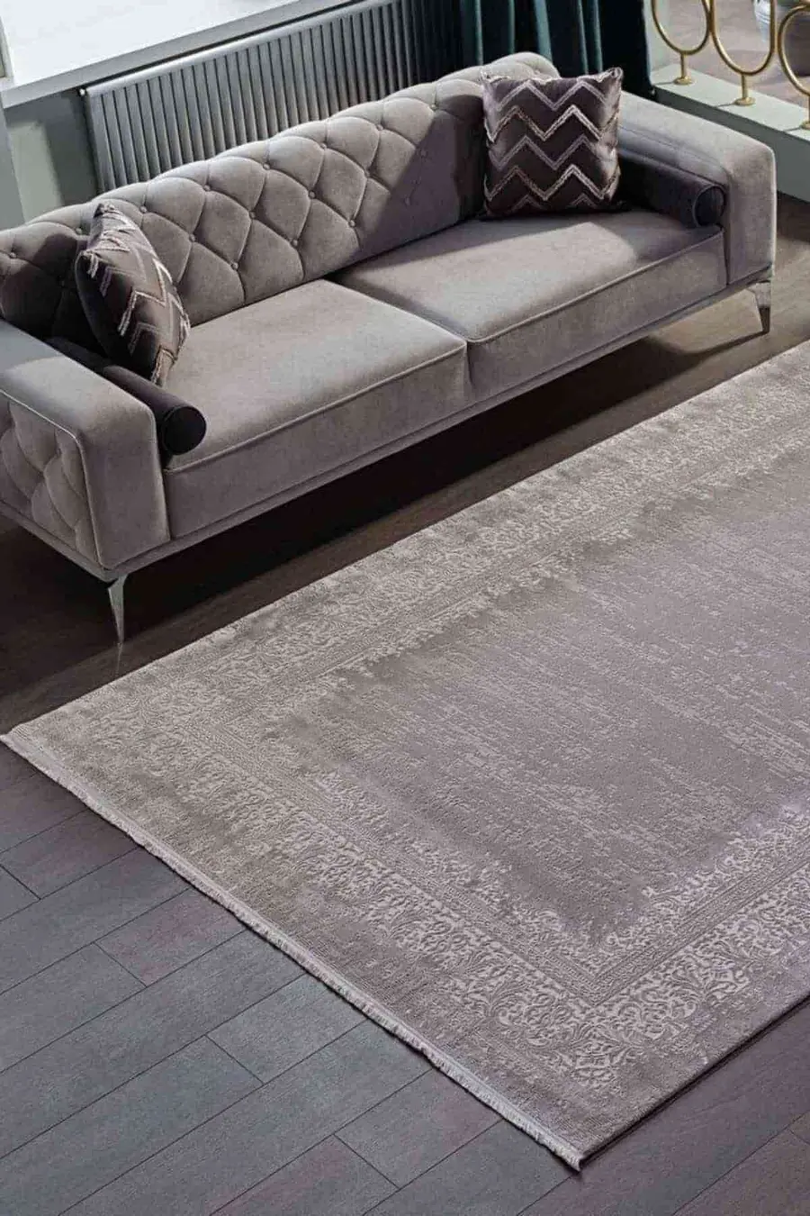 Esiliva 13888 Dikdörtgen Doğal İplik Makine Halısı 200X290 - Gri