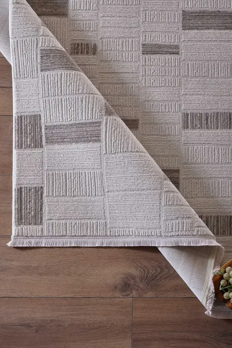 Ledax 17744 Dikdörtgen Polyester Makine Halısı Gri - 160X230 6