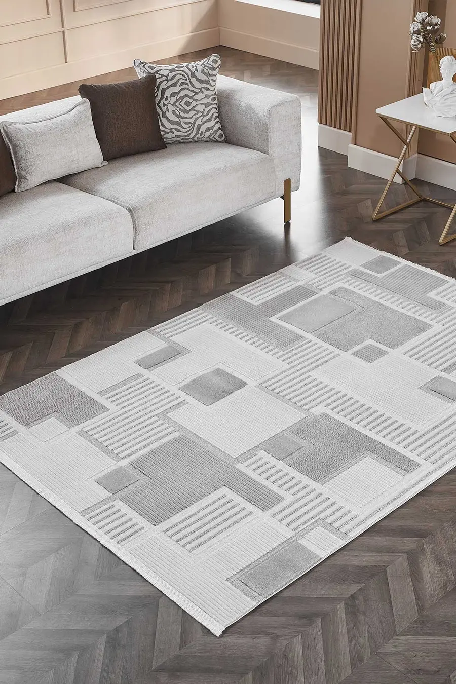 Lugano 17929 Dikdörtgen Tozumaz Halı Krem - 160X230