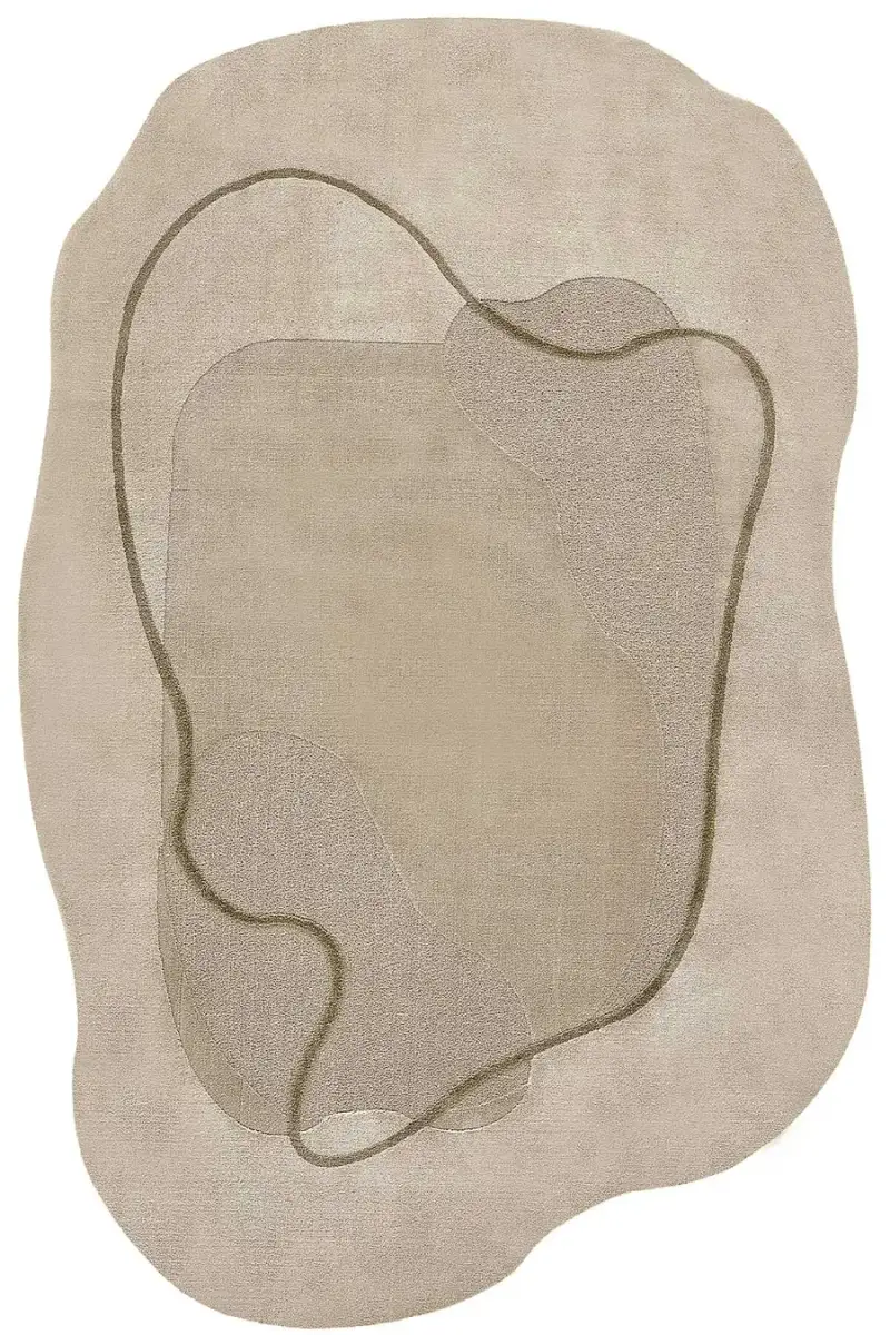 Lugano Art 19041 Tozumaz Üç Boyutlu Özel Şekilli Tasarım Halı 120X180 - Bej 3