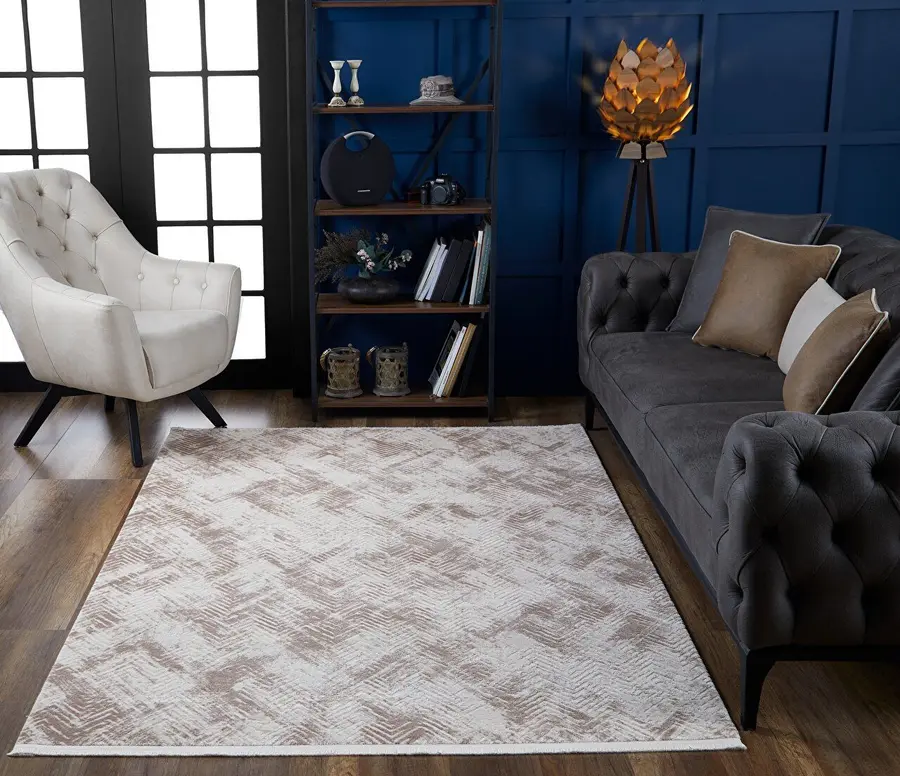 NovaStyle 11490 Dikdörtgen Akrilik Makine Halısı 80X150 - Krem 2