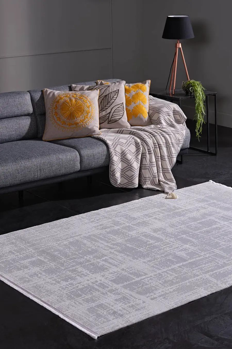 Venita 11961 Dikdörtgen Polyester Makine Halısı 200X290 - Beyaz 5