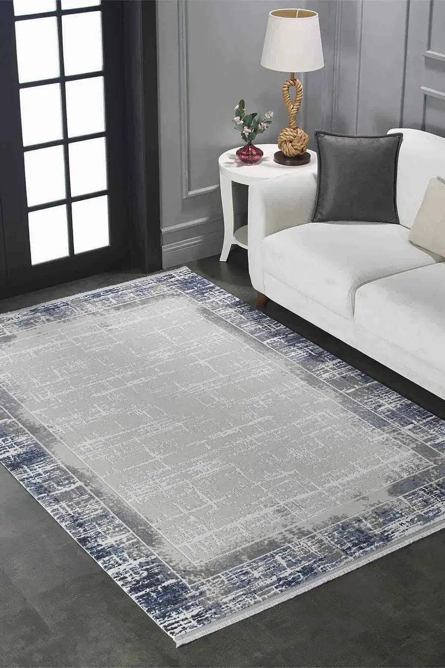 Viera 11607 Dikdörtgen Akrilik Halı Mavi - 80X150