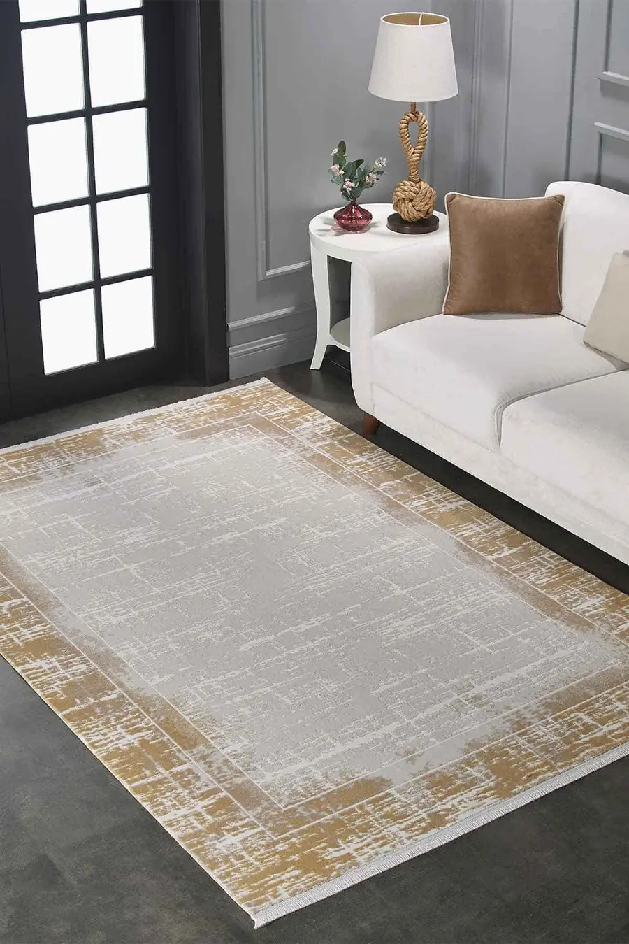 Viera 11607 Dikdörtgen Akrilik Halı Sarı - 100X200