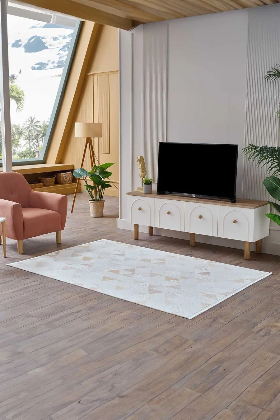 Viera 18823 Dikdörtgen Akrilik Makine Halısı 80x000 - Sarı 4