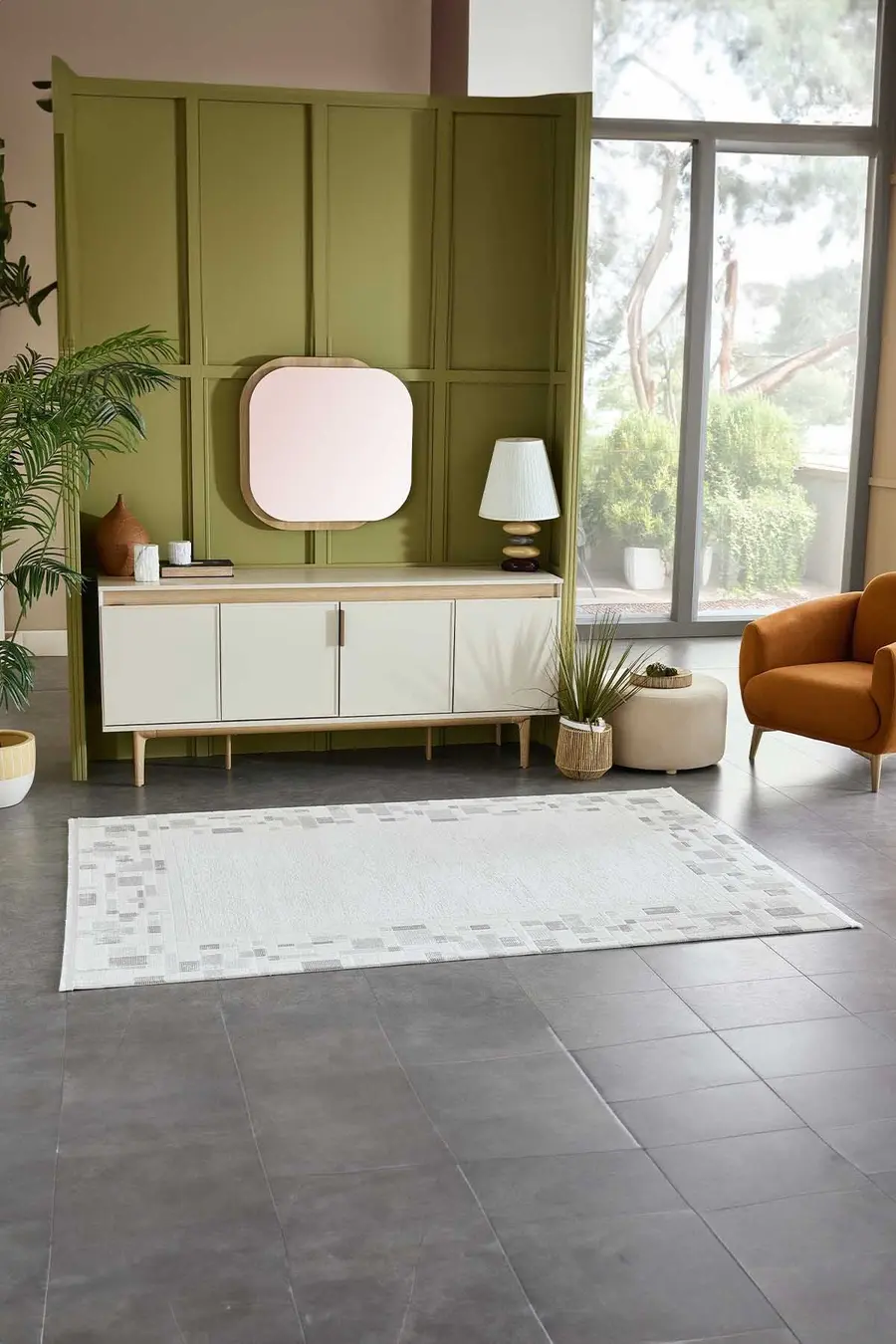 Viera 18837 Dikdörtgen Akrilik Makine Halısı 80x000 - Gri