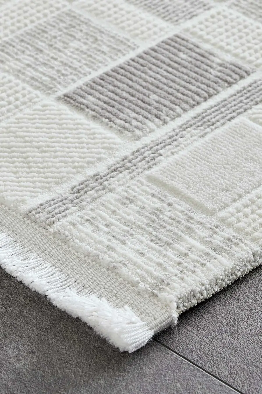 Viera 18837 Dikdörtgen Akrilik Makine Halısı 80x000 - Gri 3