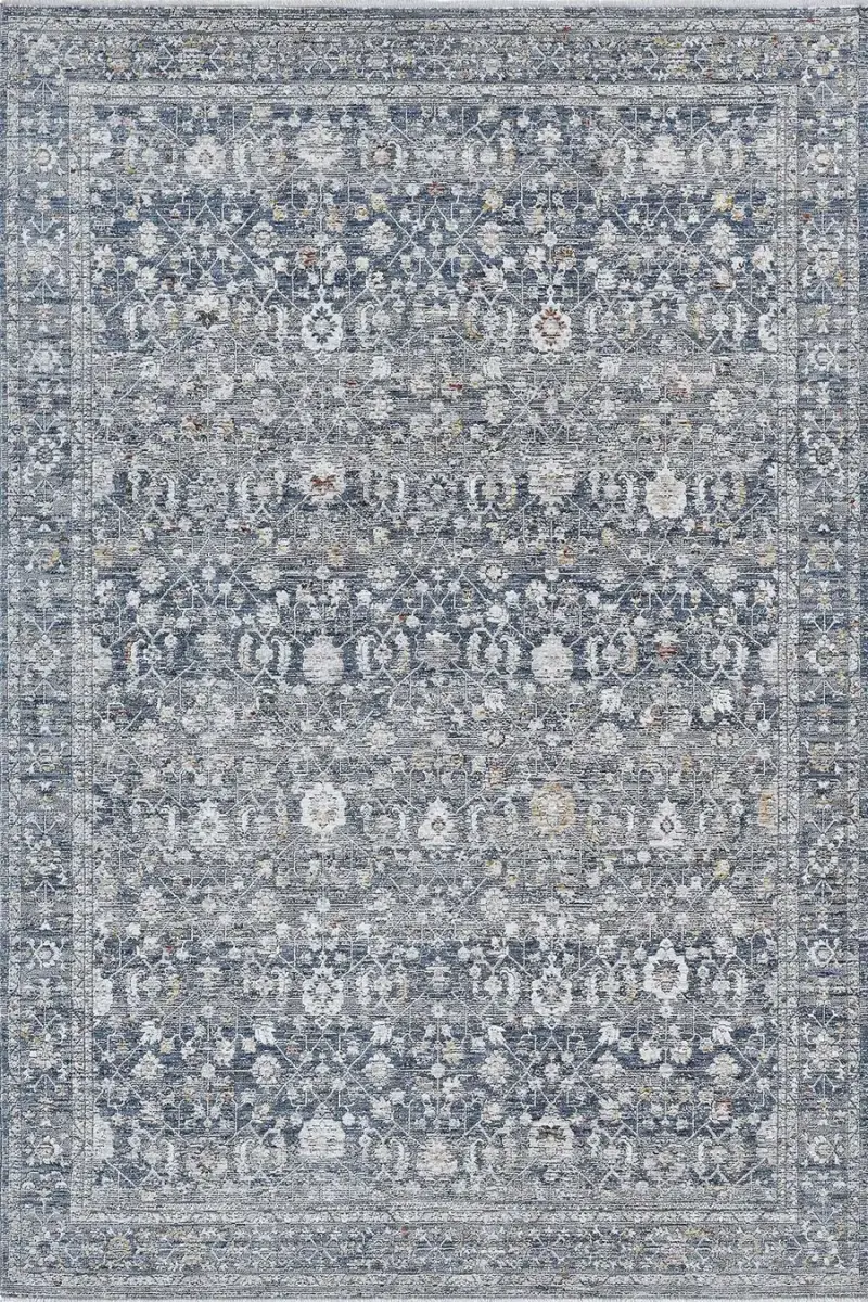 Vintage 80156 Dikdörtgen Antitoz Makine Halısı 100x300 - Mavi 2